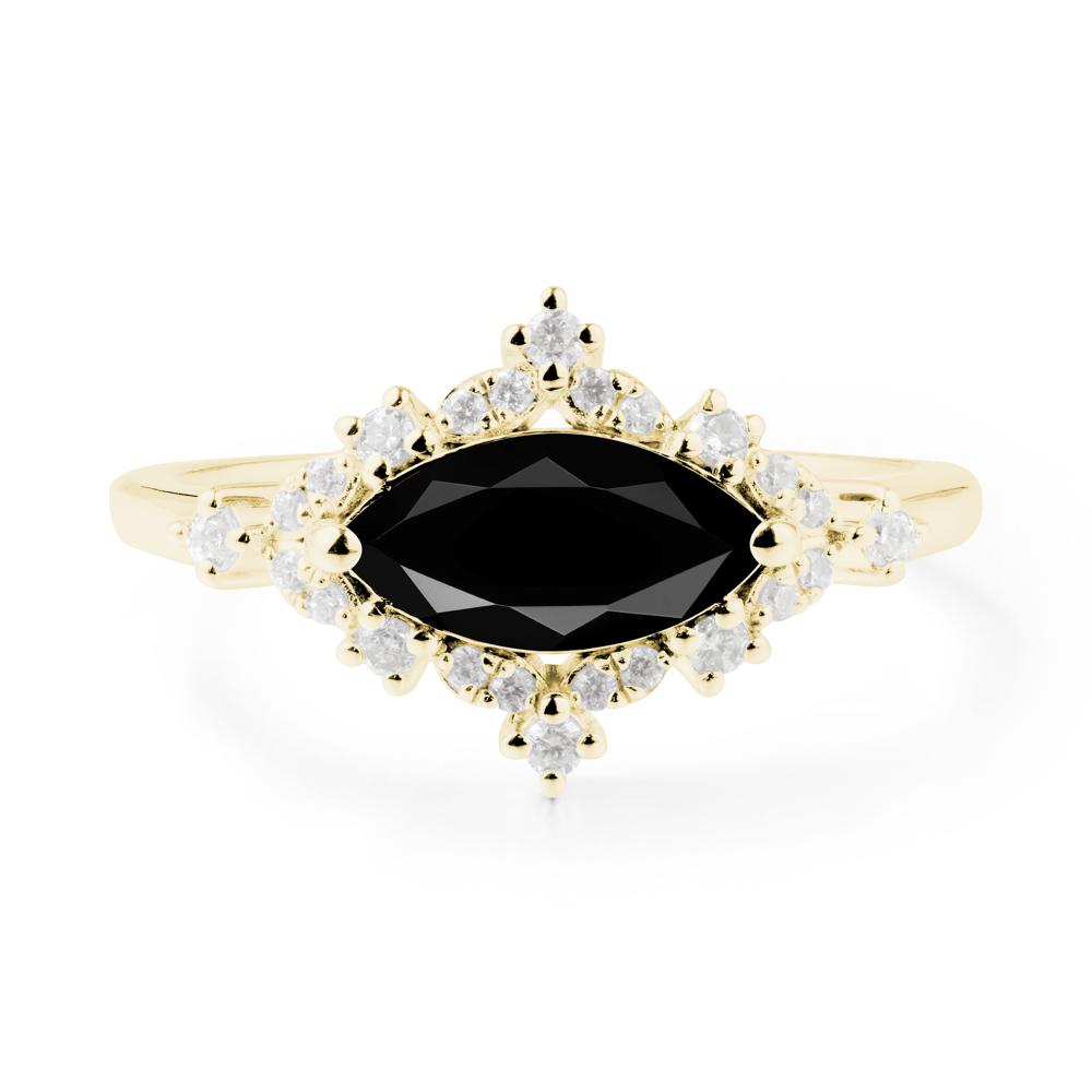 Marquise Black Spinel Engagement Ring - LUO Jewelry #metal_18k yellow gold