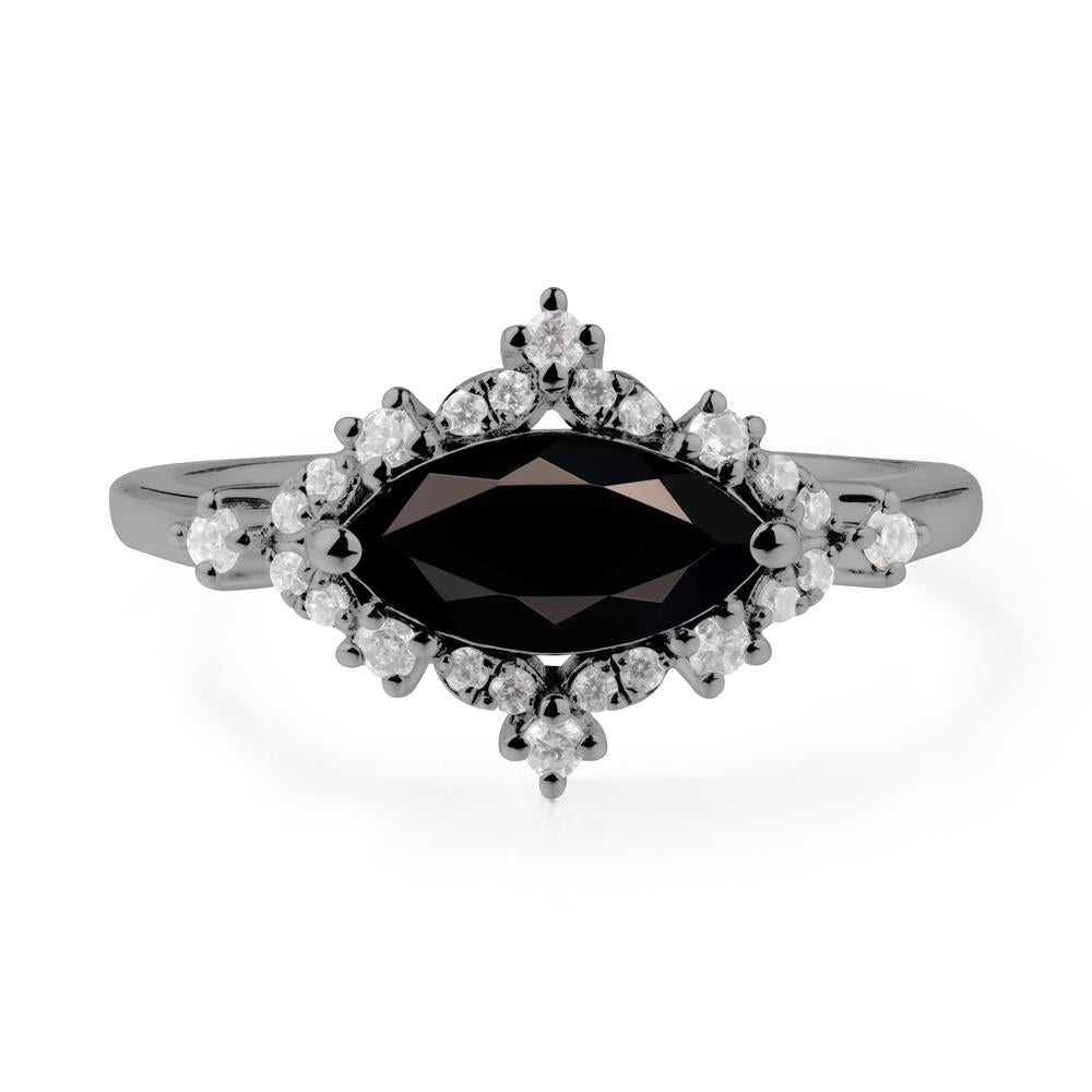 Marquise Black Spinel Engagement Ring - LUO Jewelry #metal_black finish sterling silver