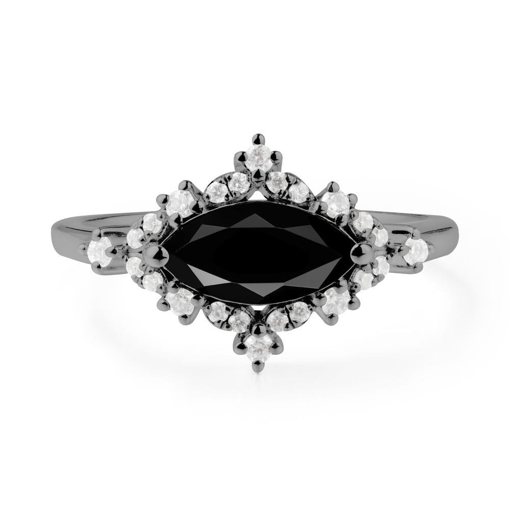 Marquise Black Spinel Engagement Ring - LUO Jewelry #metal_black finish sterling silver