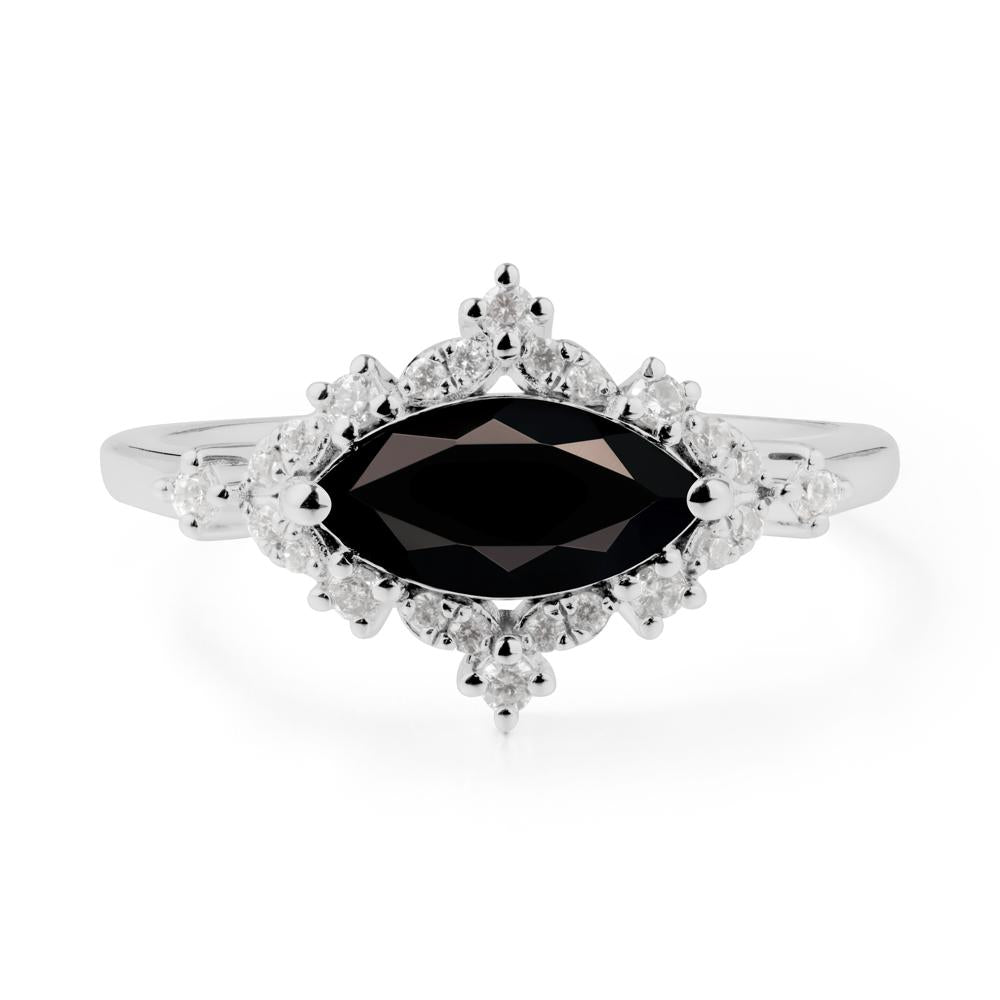 Marquise Black Spinel Engagement Ring - LUO Jewelry #metal_platinum