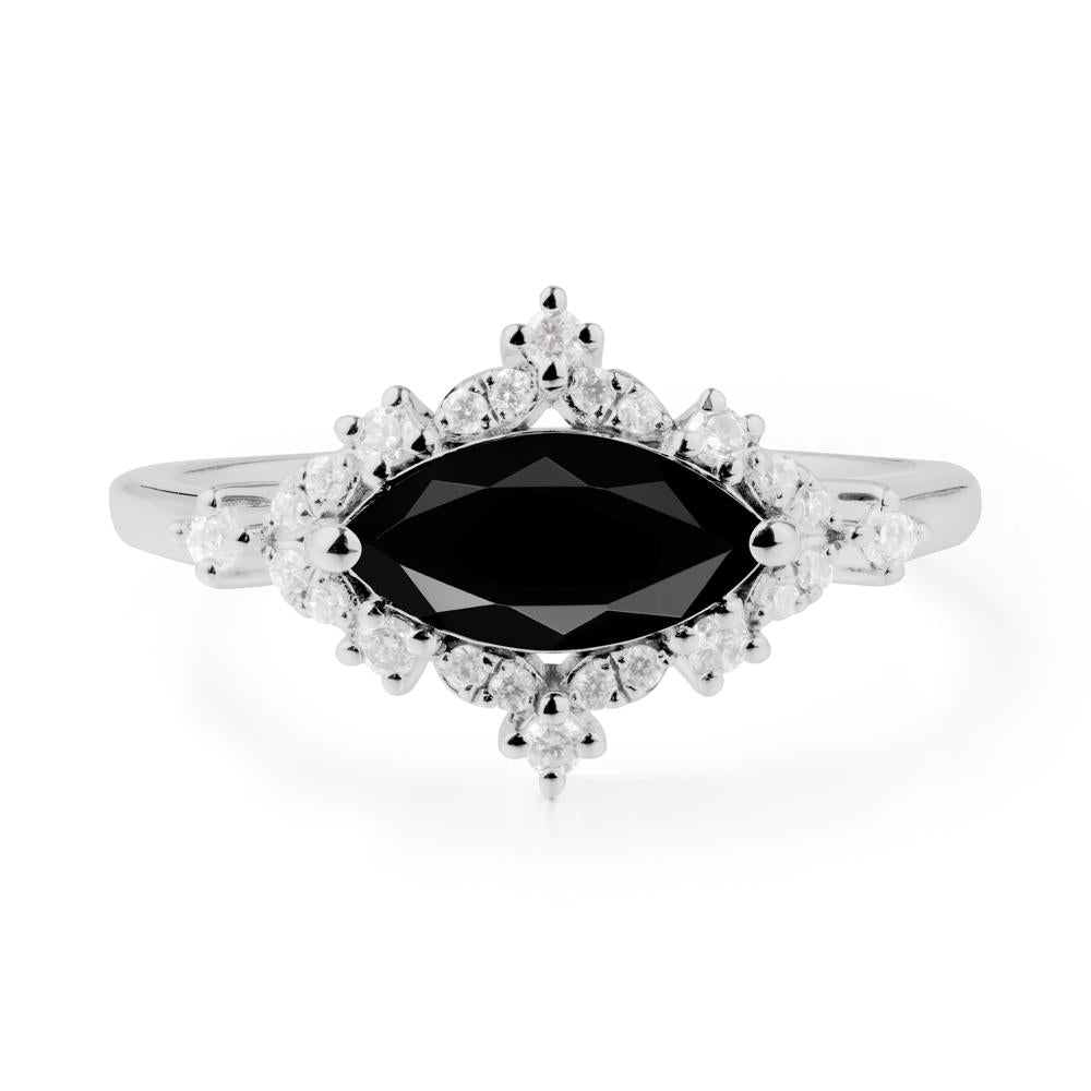 Marquise Black Spinel Engagement Ring - LUO Jewelry #metal_platinum