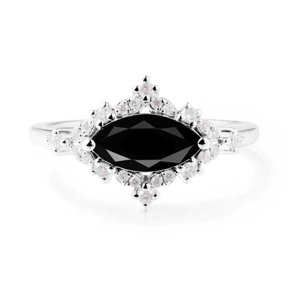Marquise Black Spinel Engagement Ring - LUO Jewelry #metal_sterling silver