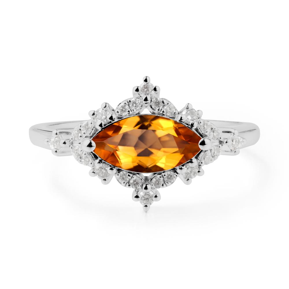 East West Marquise Cut Citrine Halo Ring - LUO Jewelry #metal_platinum