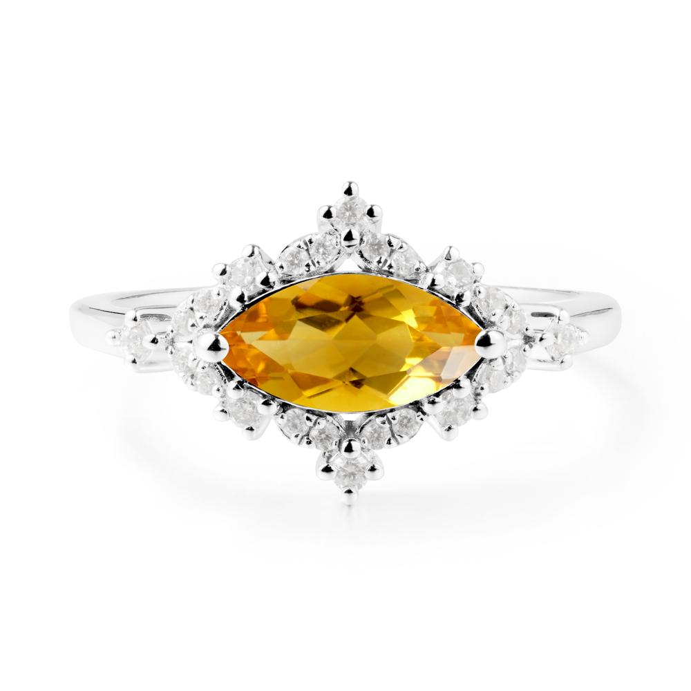 East West Marquise Cut Citrine Halo Ring - LUO Jewelry #metal_sterling silver