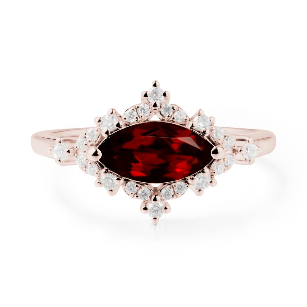 Marquise Garnet Halo Ring - LUO Jewelry #metal_14k rose gold