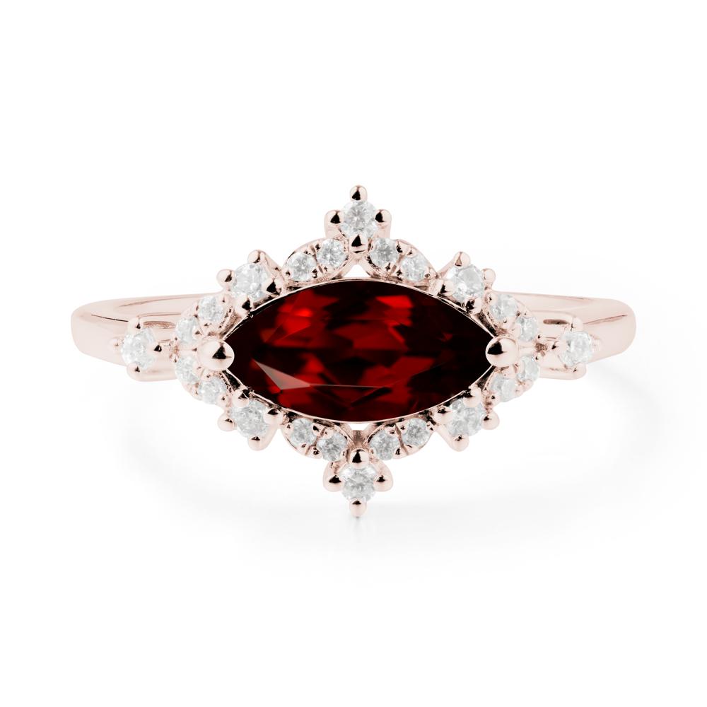 Marquise Garnet Halo Ring - LUO Jewelry #metal_14k rose gold