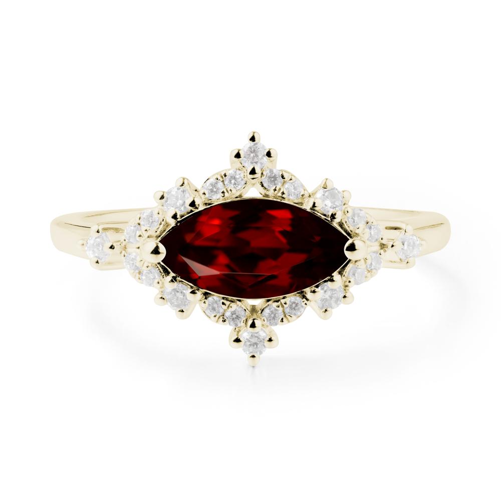 Marquise Garnet Halo Ring - LUO Jewelry #metal_14k yellow gold