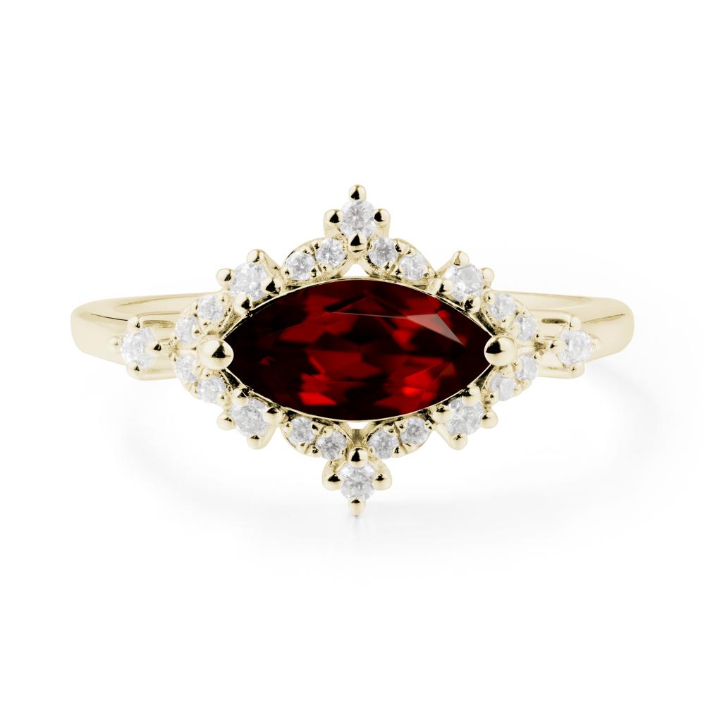 Marquise Garnet Halo Ring - LUO Jewelry #metal_14k yellow gold