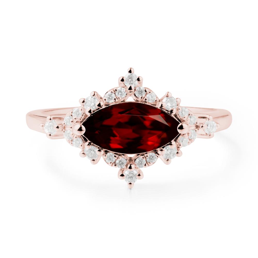 Marquise Garnet Halo Ring - LUO Jewelry #metal_18k rose gold