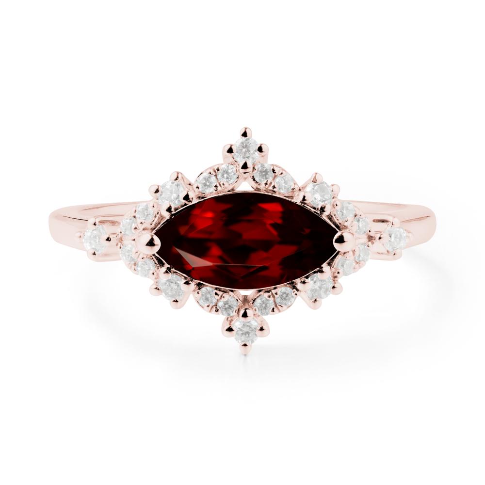 Marquise Garnet Halo Ring - LUO Jewelry #metal_18k rose gold