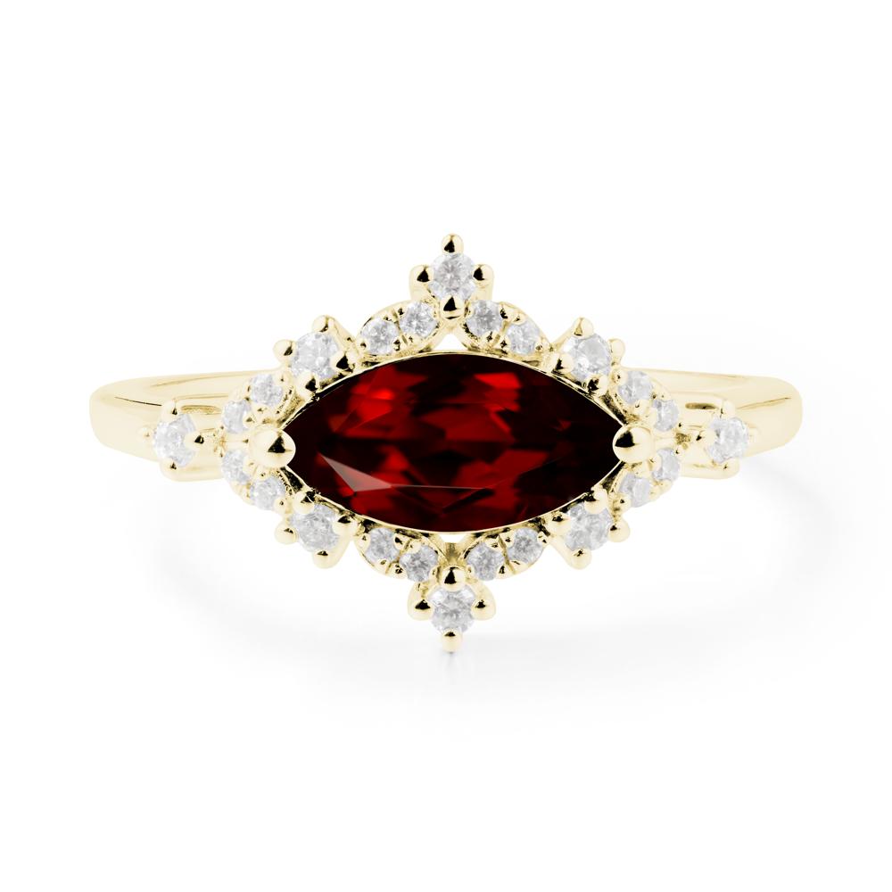 Marquise Garnet Halo Ring - LUO Jewelry #metal_18k yellow gold