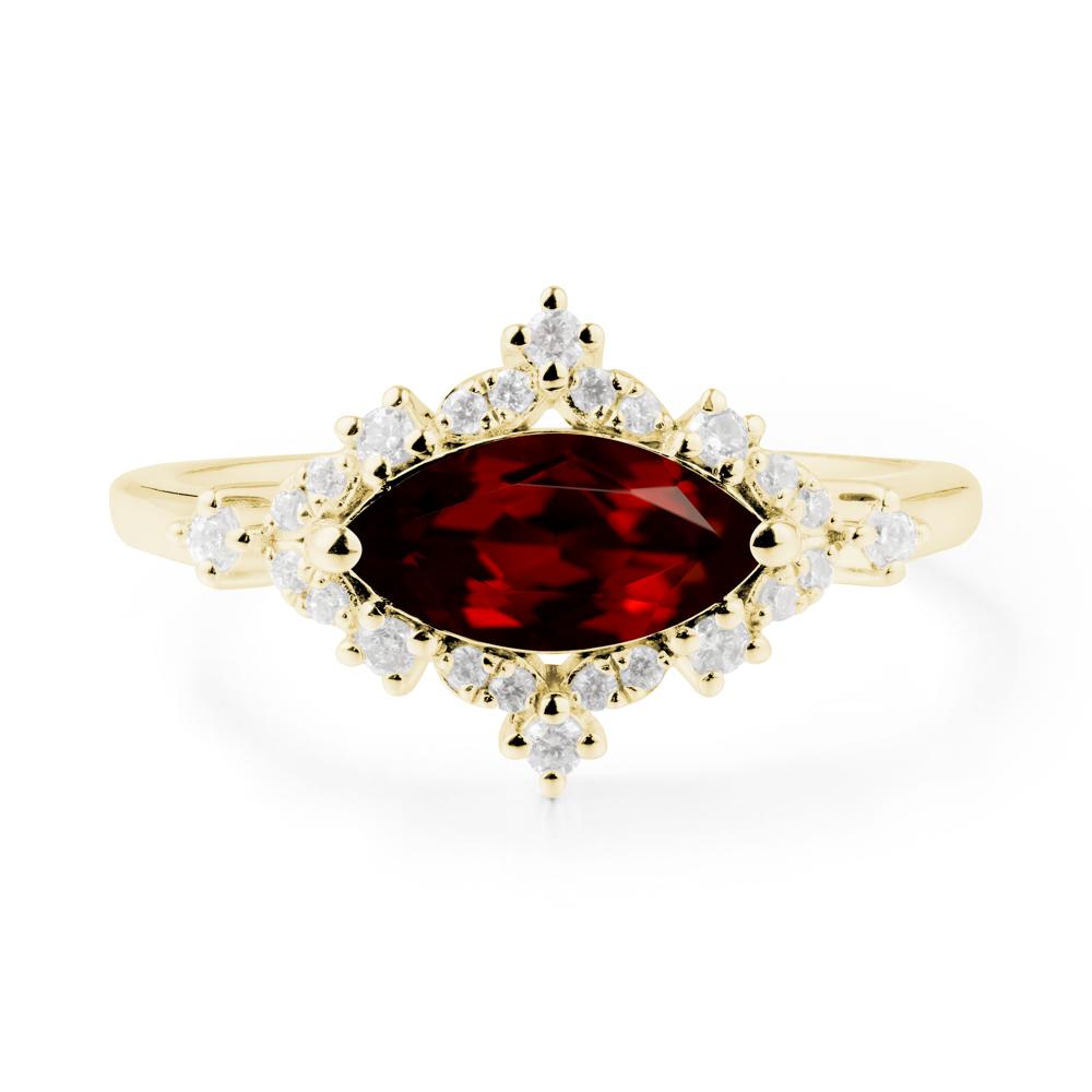 Marquise Garnet Halo Ring - LUO Jewelry #metal_18k yellow gold