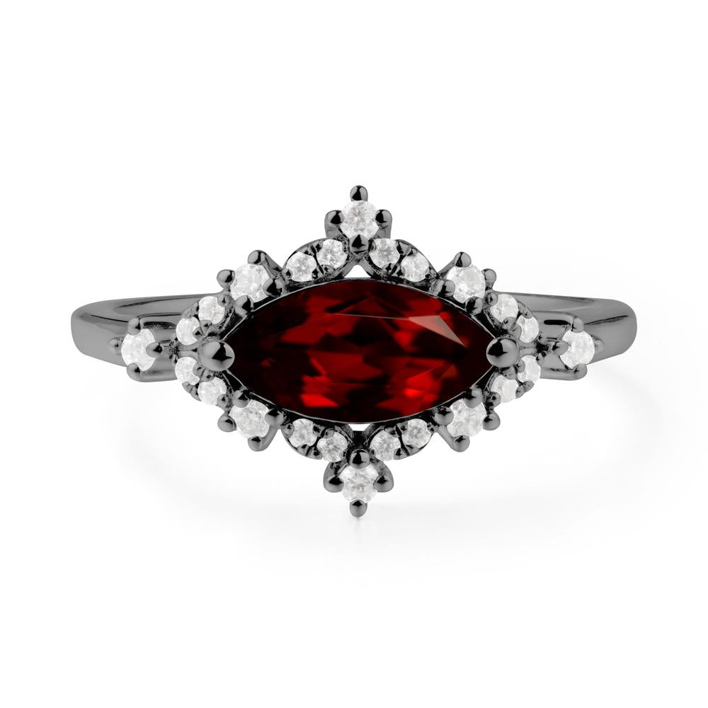 Marquise Garnet Halo Ring - LUO Jewelry #metal_black finish sterling silver