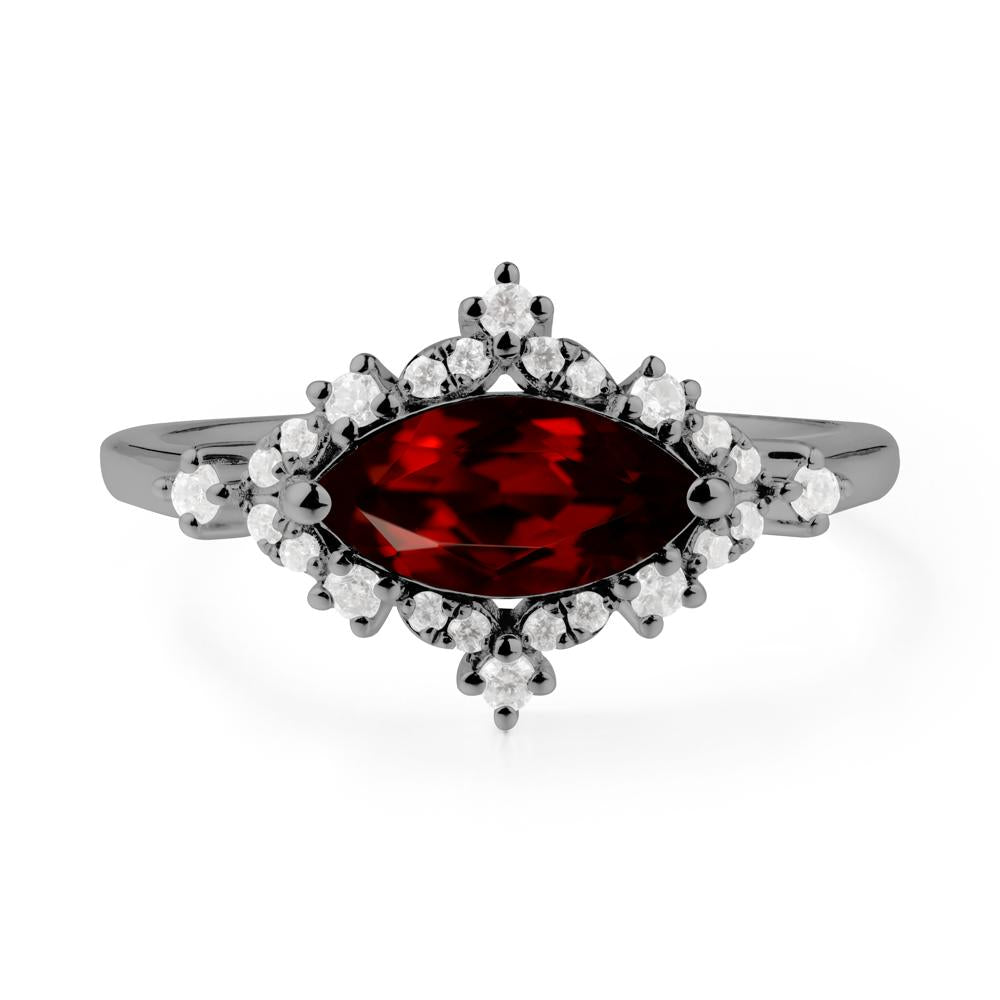 Marquise Garnet Halo Ring - LUO Jewelry #metal_black finish sterling silver
