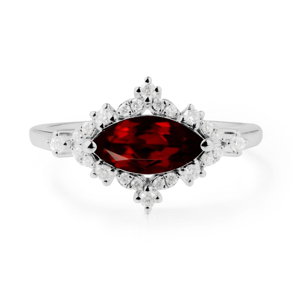 Marquise Garnet Halo Ring - LUO Jewelry #metal_platinum