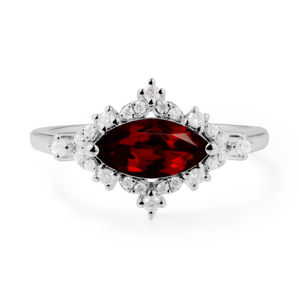Marquise Garnet Halo Ring - LUO Jewelry #metal_platinum