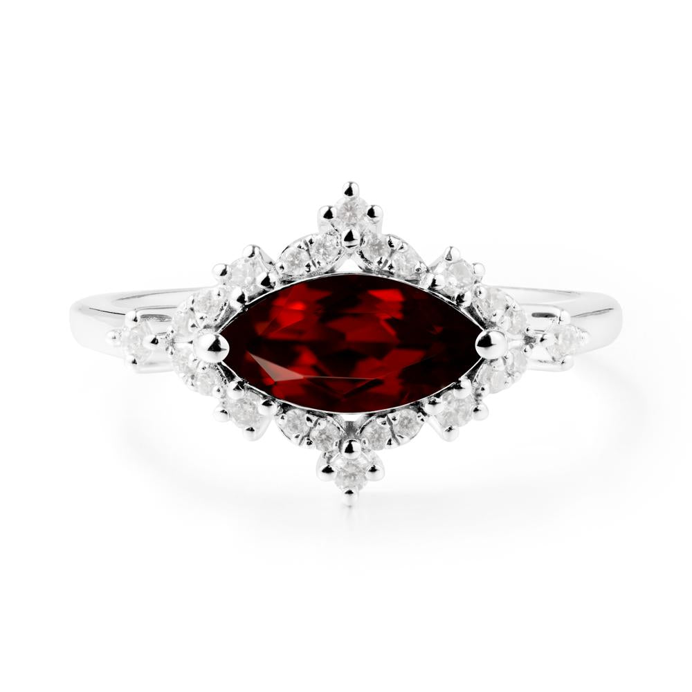 Marquise Garnet Halo Ring - LUO Jewelry #metal_sterling silver