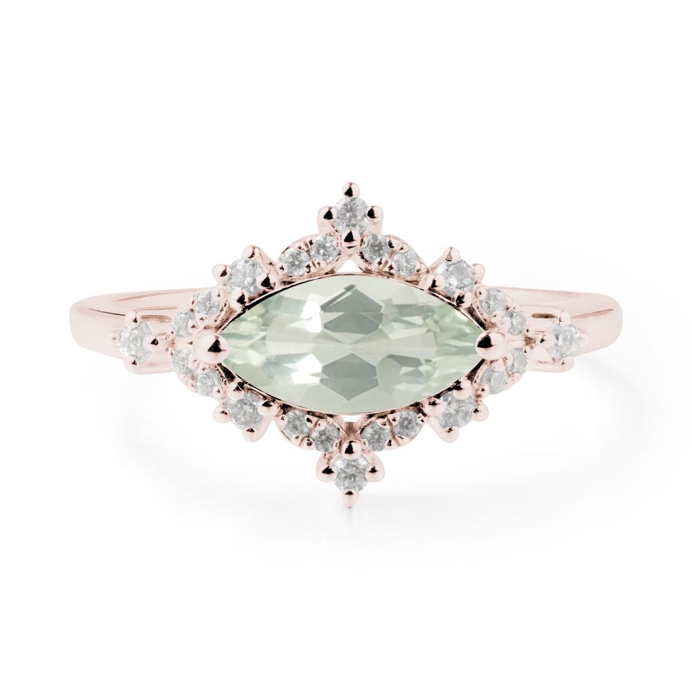 Marquise Green Amethyst Engagement Ring - LUO Jewelry #metal_14k rose gold
