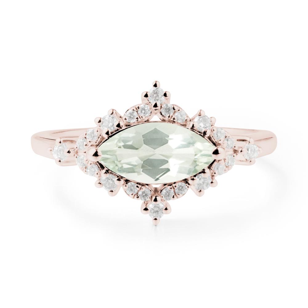 Marquise Green Amethyst Engagement Ring - LUO Jewelry #metal_14k rose gold