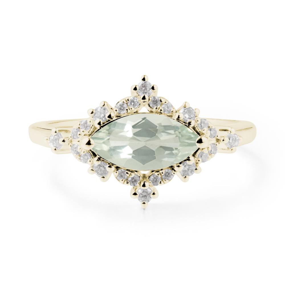 Marquise Green Amethyst Engagement Ring - LUO Jewelry #metal_14k yellow gold