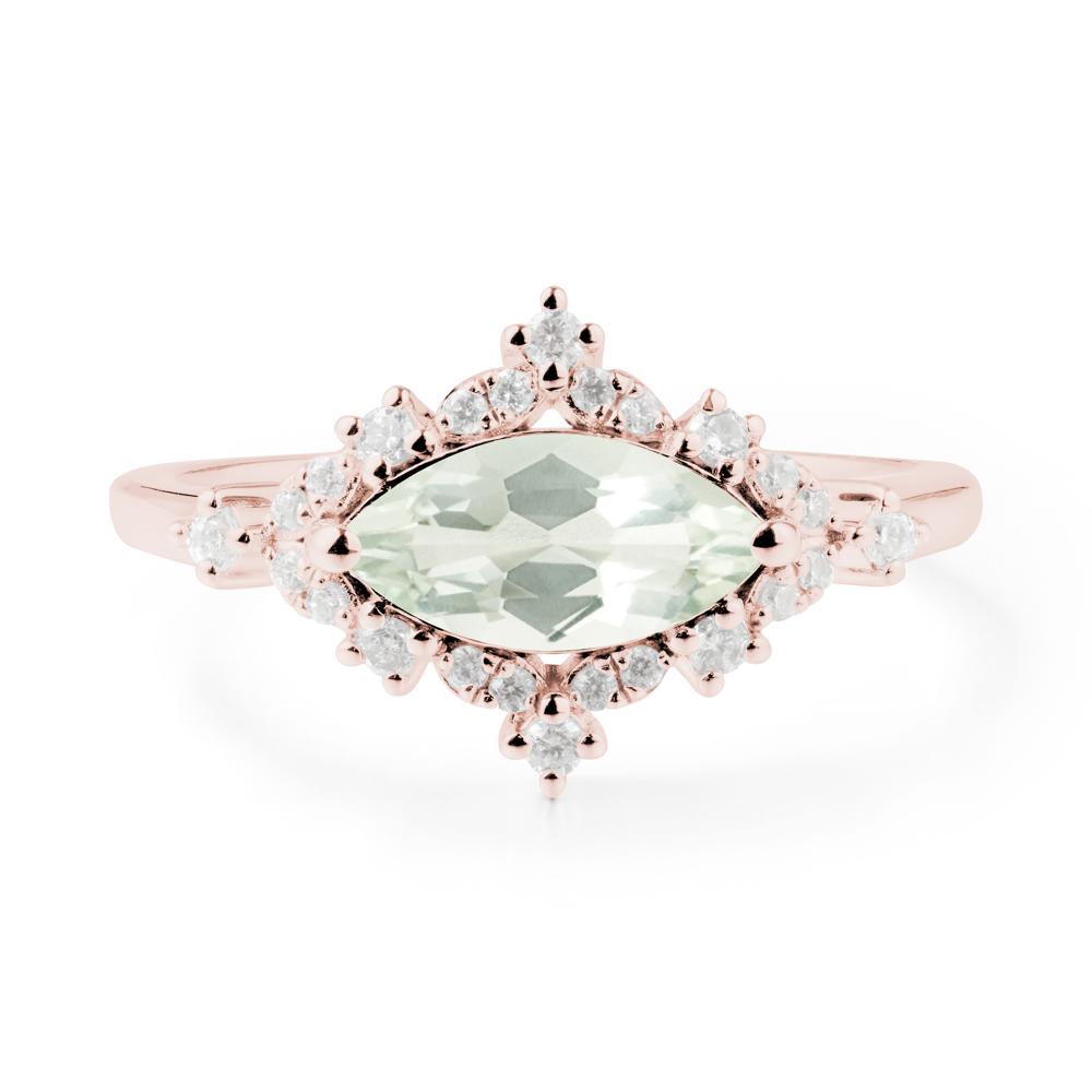 Marquise Green Amethyst Engagement Ring - LUO Jewelry #metal_18k rose gold