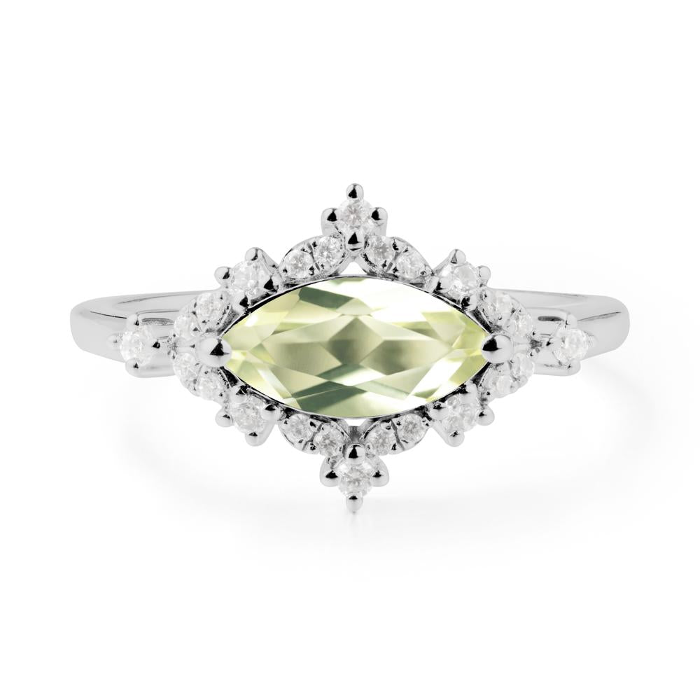 East West Marquise Cut Lemon Quartz Halo Ring - LUO Jewelry #metal_platinum