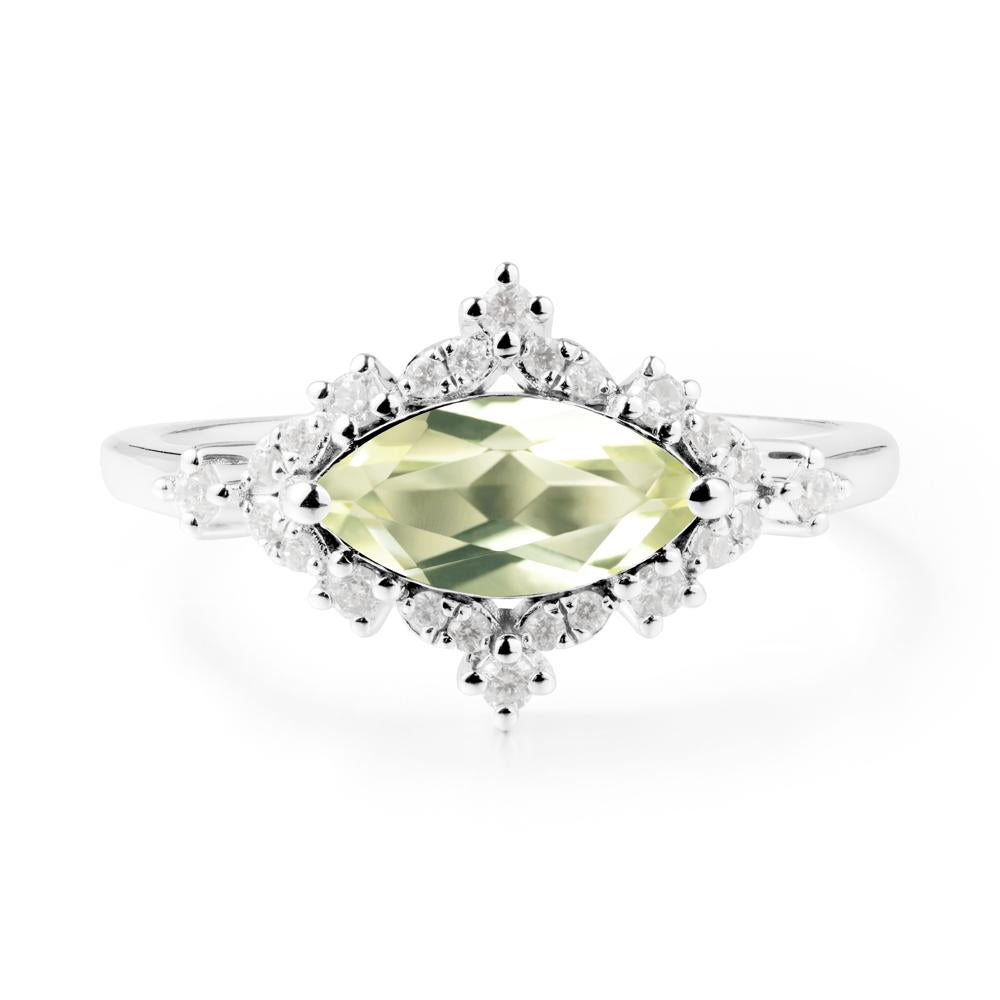 East West Marquise Cut Lemon Quartz Halo Ring - LUO Jewelry #metal_sterling silver