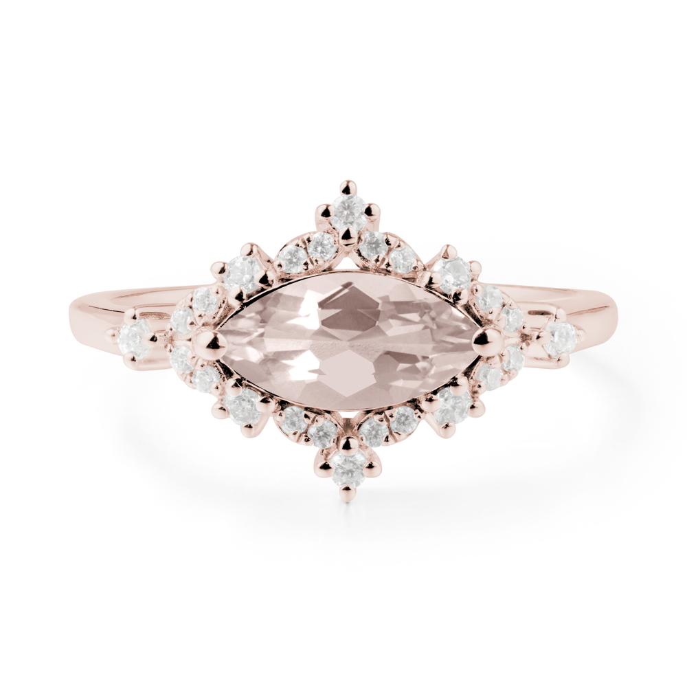 Marquise Morganite Halo Ring - LUO Jewelry #metal_14k rose gold