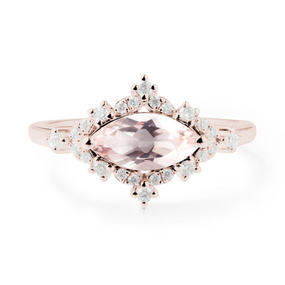 Marquise Morganite Halo Ring - LUO Jewelry #metal_14k rose gold