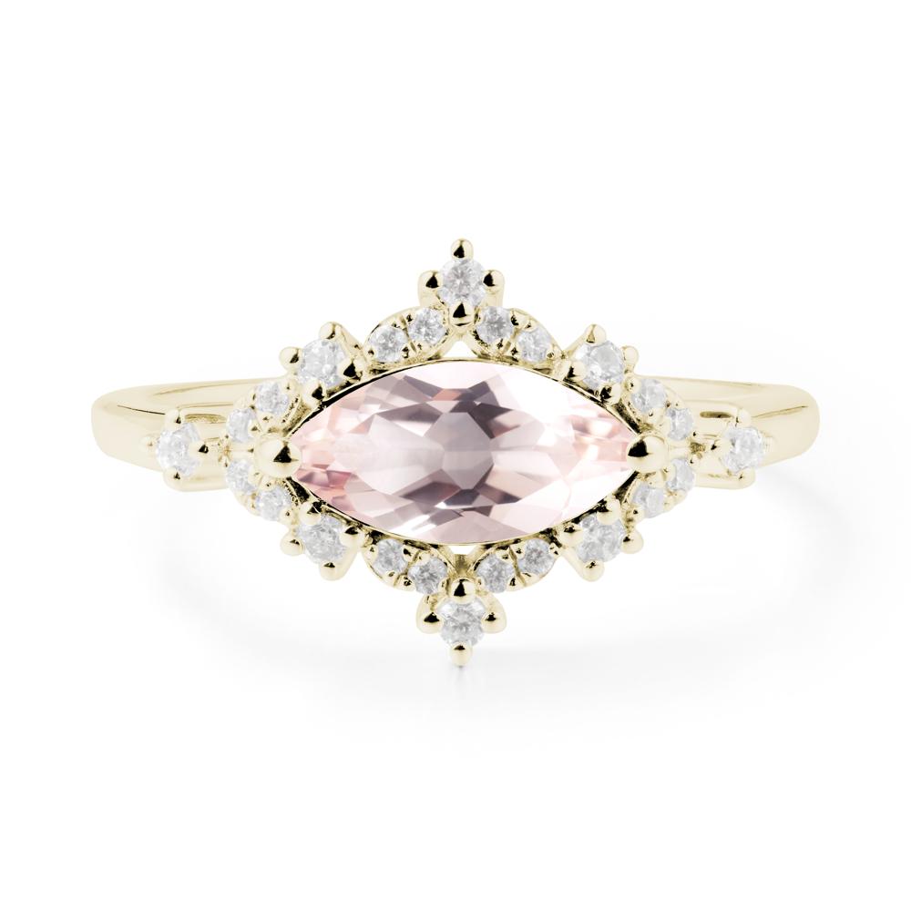 Marquise Morganite Halo Ring - LUO Jewelry #metal_14k yellow gold