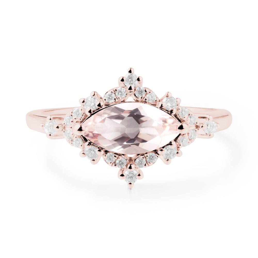 Marquise Morganite Halo Ring - LUO Jewelry #metal_18k rose gold