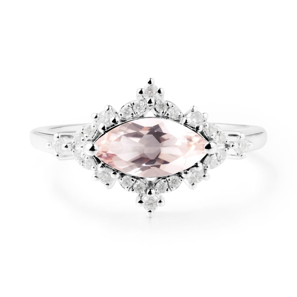 Marquise Morganite Halo Ring - LUO Jewelry #metal_18k white gold