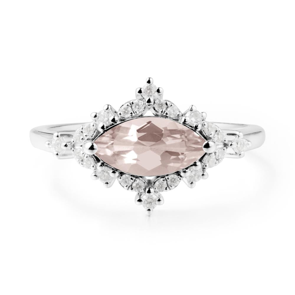 Marquise Morganite Halo Ring - LUO Jewelry #metal_18k white gold
