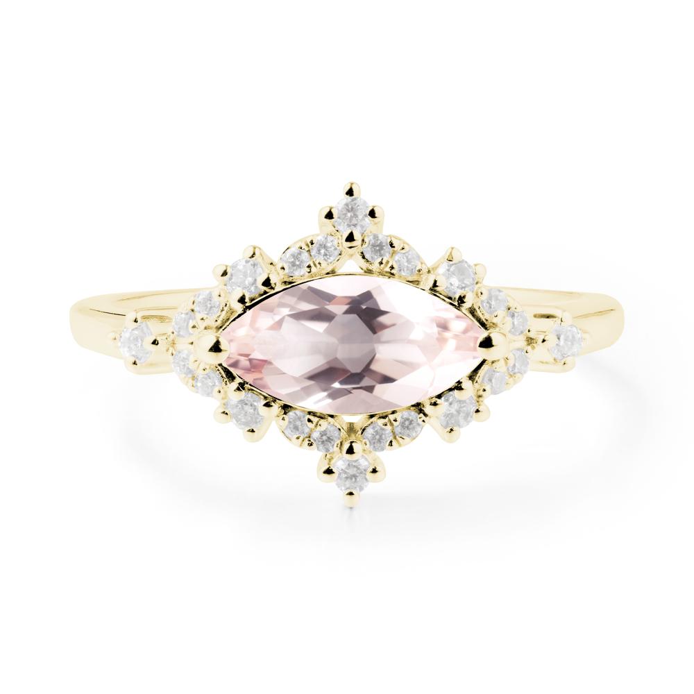 Marquise Morganite Halo Ring - LUO Jewelry #metal_18k yellow gold