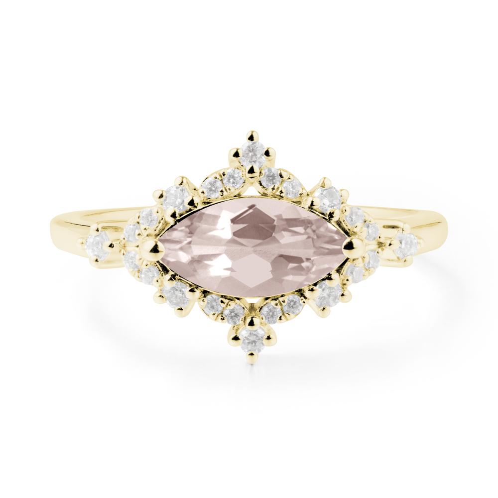 Marquise Morganite Halo Ring - LUO Jewelry #metal_18k yellow gold