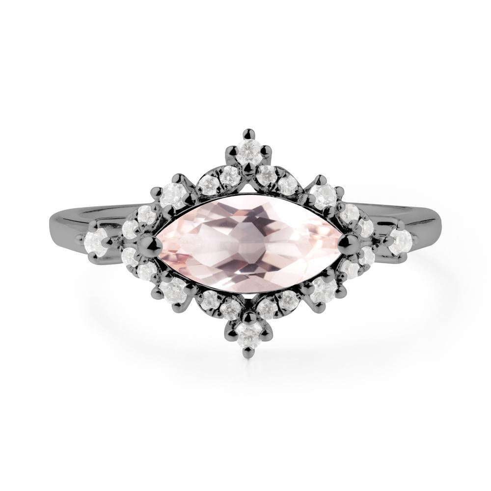 Marquise Morganite Halo Ring - LUO Jewelry #metal_black finish sterling silver