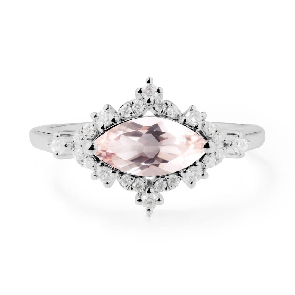 Marquise Morganite Halo Ring - LUO Jewelry #metal_platinum