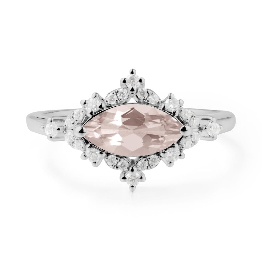 Marquise Morganite Halo Ring - LUO Jewelry #metal_platinum