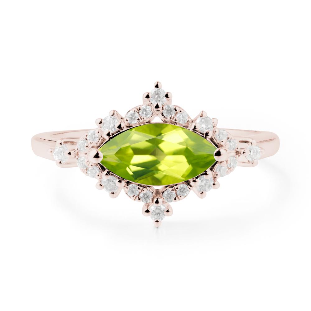 Marquise Peridot Halo Ring - LUO Jewelry #metal_14k rose gold