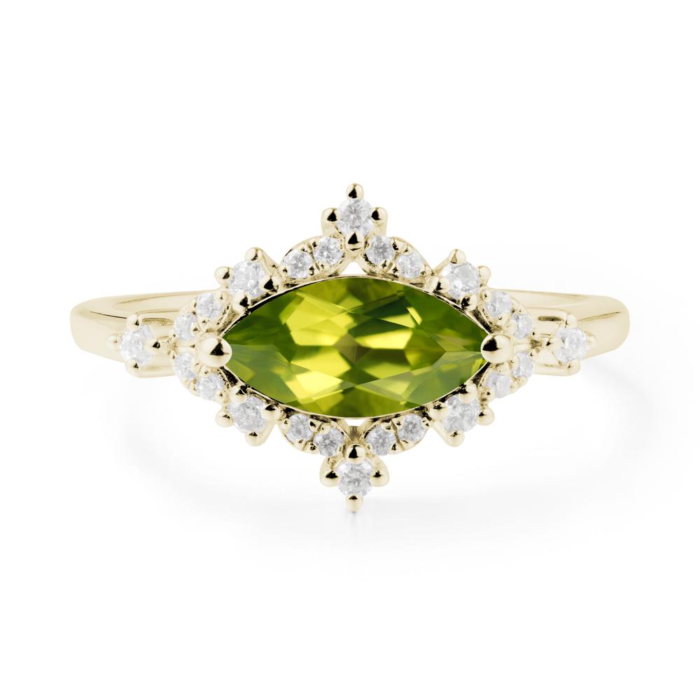Marquise Peridot Halo Ring - LUO Jewelry #metal_14k yellow gold