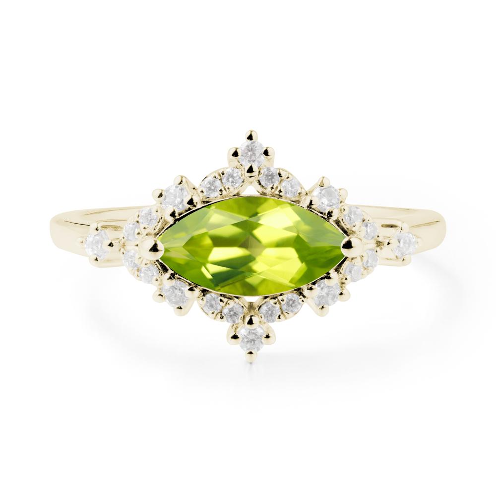 Marquise Peridot Halo Ring - LUO Jewelry #metal_14k yellow gold
