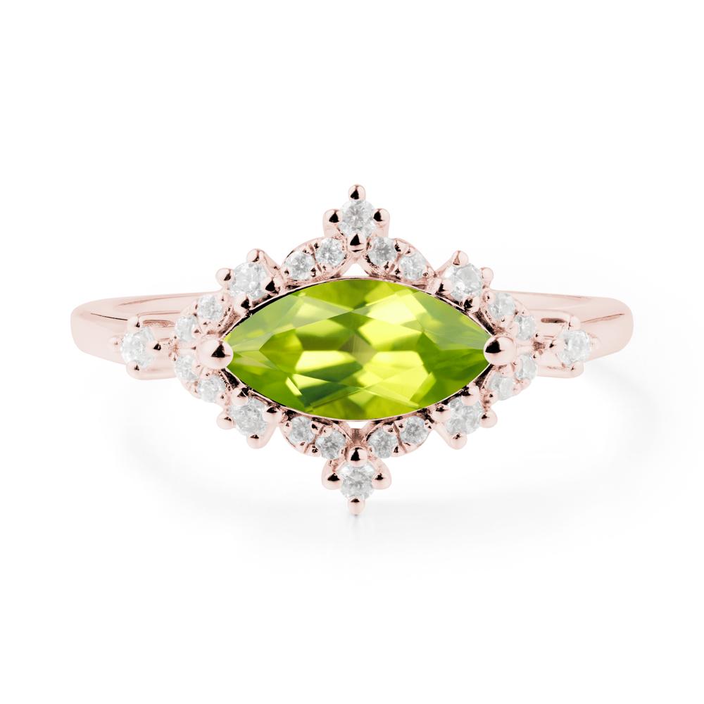 Marquise Peridot Halo Ring - LUO Jewelry #metal_18k rose gold