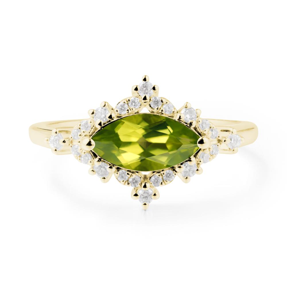 Marquise Peridot Halo Ring - LUO Jewelry #metal_18k yellow gold