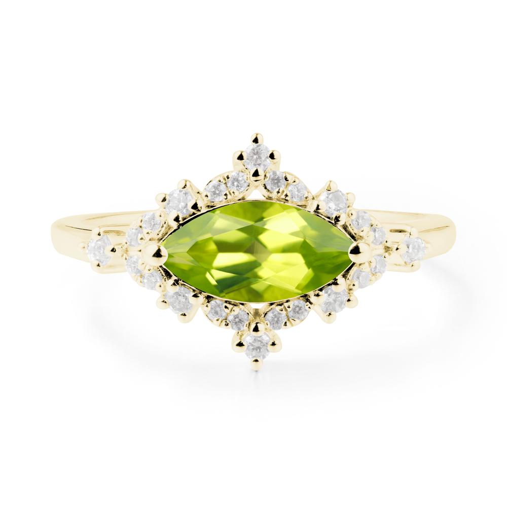 Marquise Peridot Halo Ring - LUO Jewelry #metal_18k yellow gold