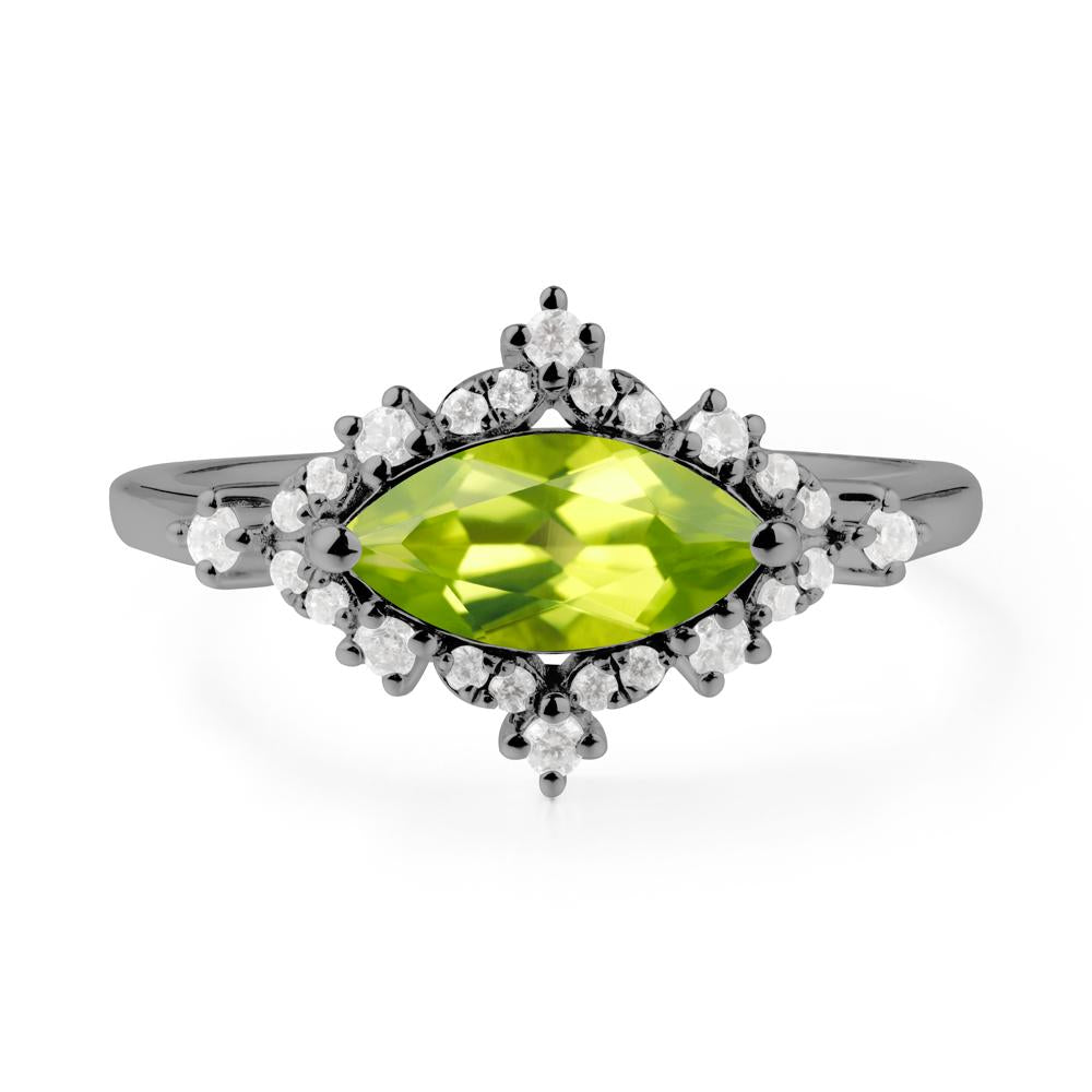 Marquise Peridot Halo Ring - LUO Jewelry #metal_black finish sterling silver