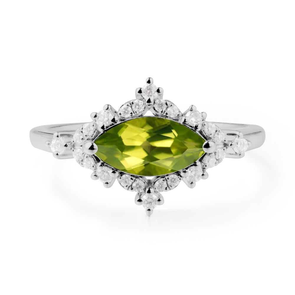 Marquise Peridot Halo Ring - LUO Jewelry #metal_platinum