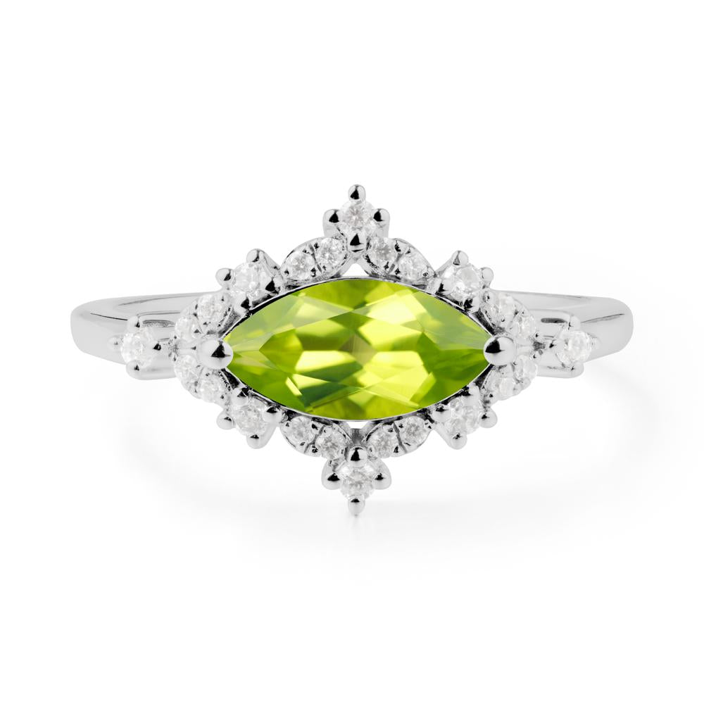Marquise Peridot Halo Ring - LUO Jewelry #metal_platinum