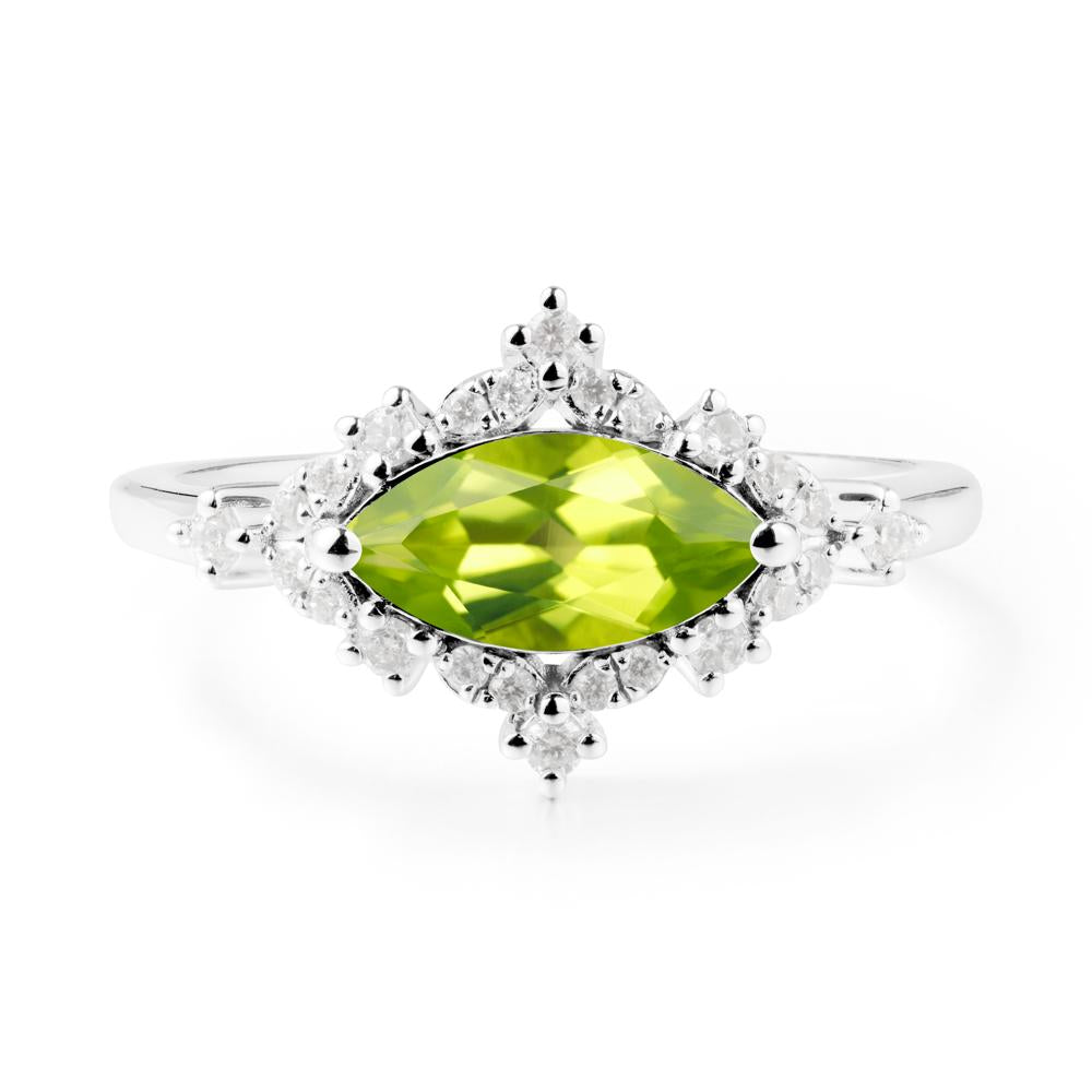 Marquise Peridot Halo Ring - LUO Jewelry #metal_sterling silver