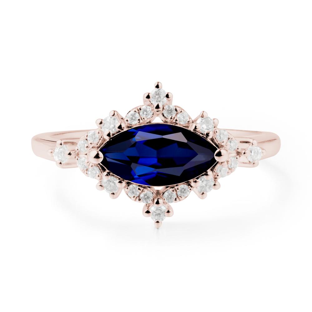 Marquise Sapphire Halo Ring - LUO Jewelry #metal_14k rose gold