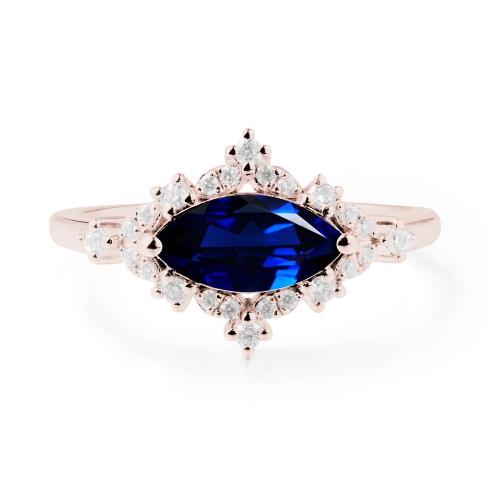 Marquise Sapphire Halo Ring - LUO Jewelry #metal_14k rose gold